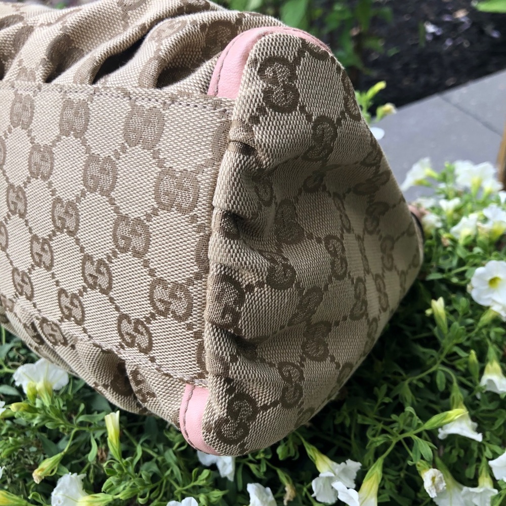Pink Leather GG Canvas D-Ring Hobo Bag. 💫 - Picture 7 of 11